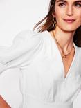 Boden Anna Double Cloth Cotton Midi Dress, White, White