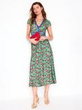 Boden Floral Bias Cut Jersey Midi Dress, Green/Multi