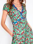 Boden Floral Bias Cut Jersey Midi Dress, Green/Multi
