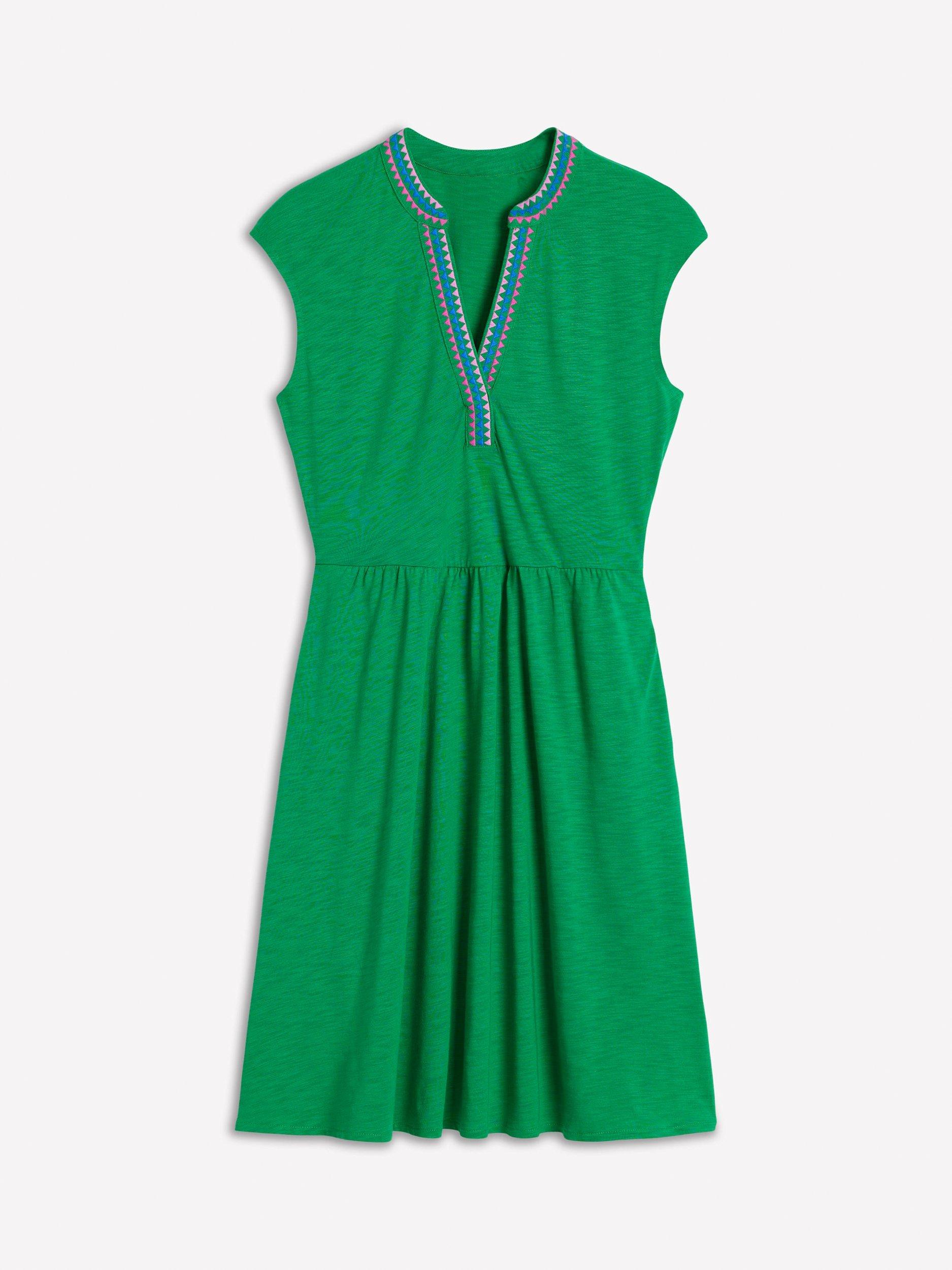 Product image 5 of 5, which shows Boden Chloe Embroidered Dress, Rich Emerald, 8