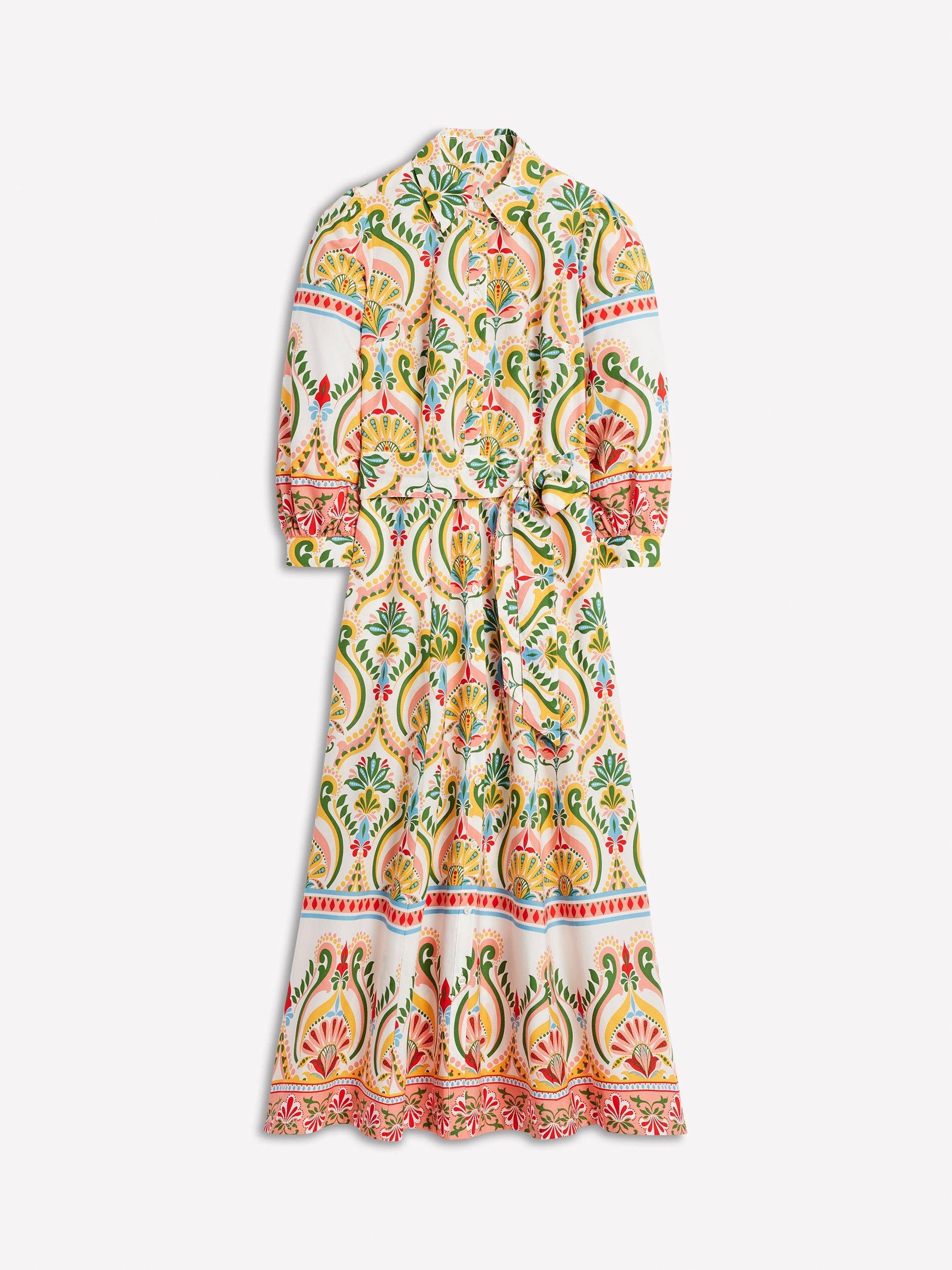 Product image 3 of 3, which shows Boden Clara Cotton Midi Shirt Dress, Multi, 12