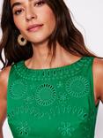 Boden Lauren Broderie Anglaise Midi Dress, Rich Emerald