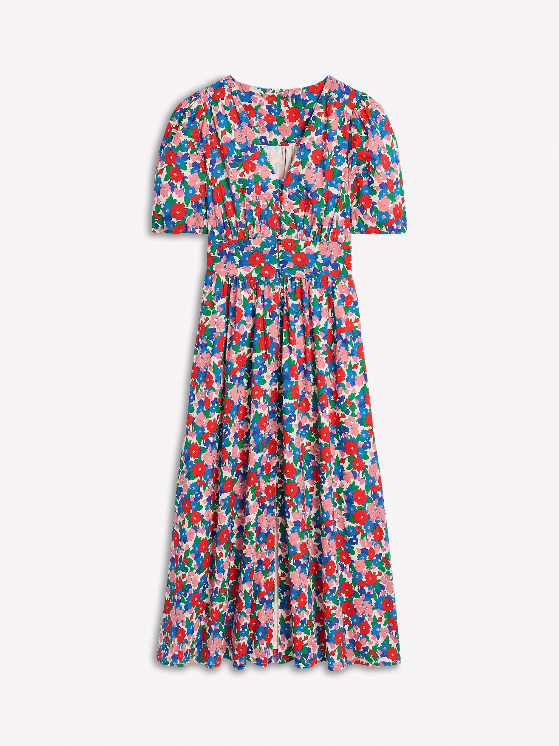 Product image 5 of 5, which shows Boden Lillian Cotton Floral Midi Dress, Multi, 8