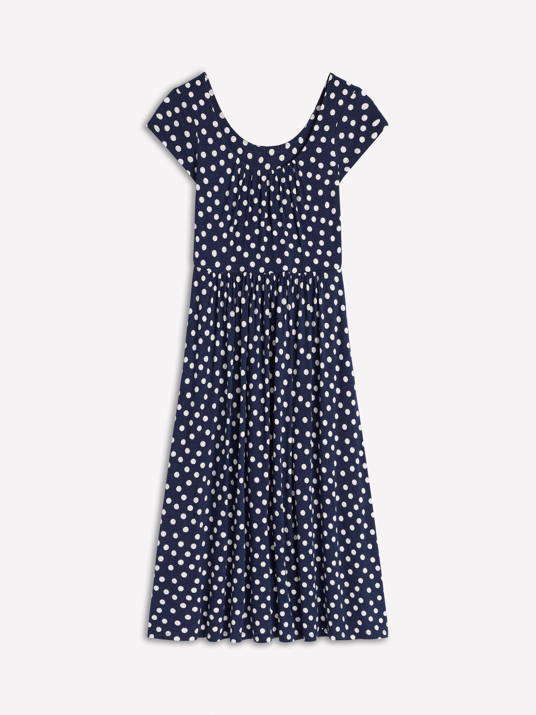 Product image 5 of 5, which shows Boden Samantha Spot Print Scoop Neck Dress, Navy/Multi, 8