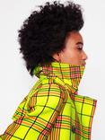 Boden Mayfair Check Cropped Trench Coat, Neon Yellow/Multi