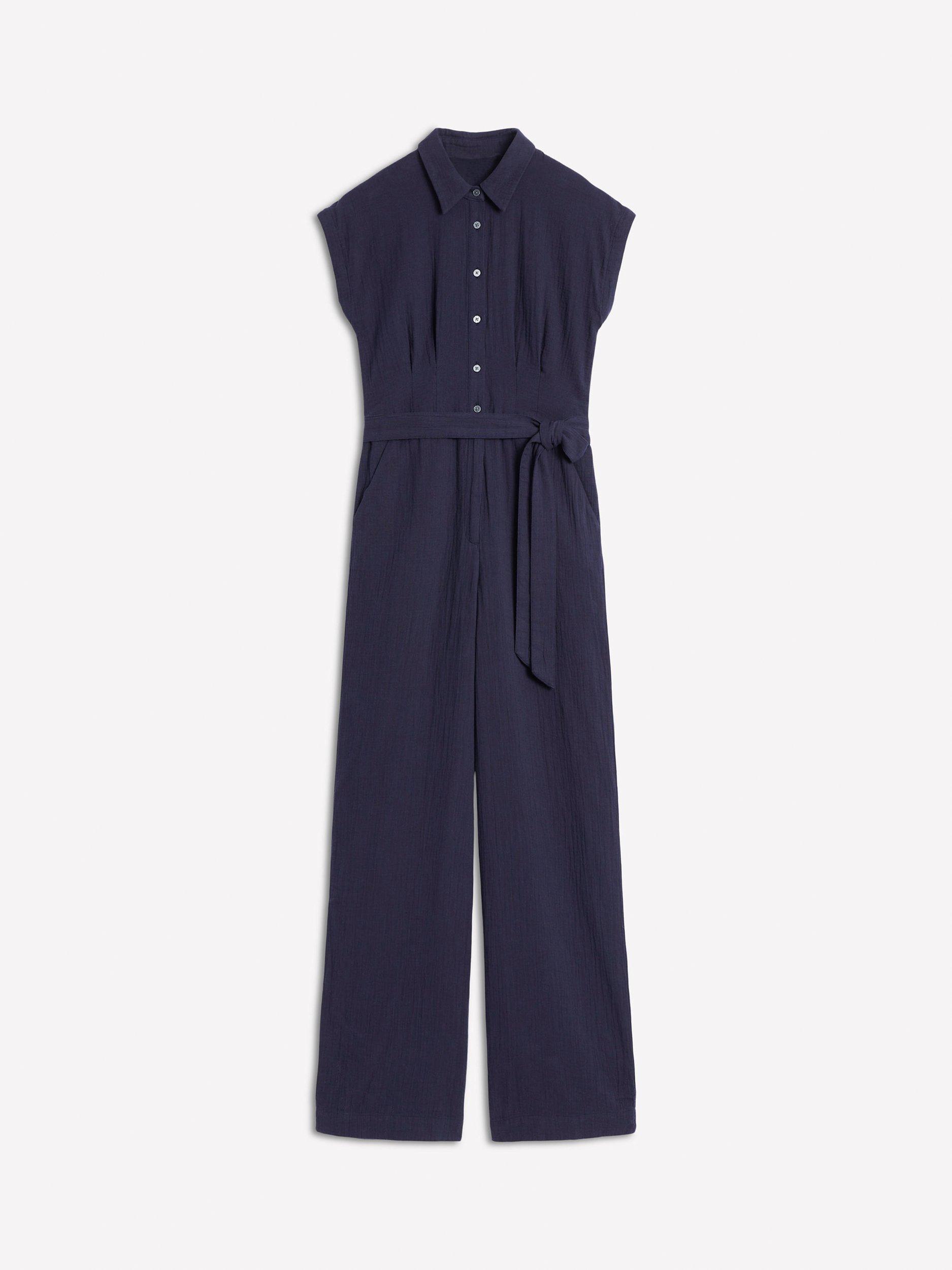 Product image 5 of 5, which shows Boden Colette Double Cloth Jumpsuit, Navy, 10