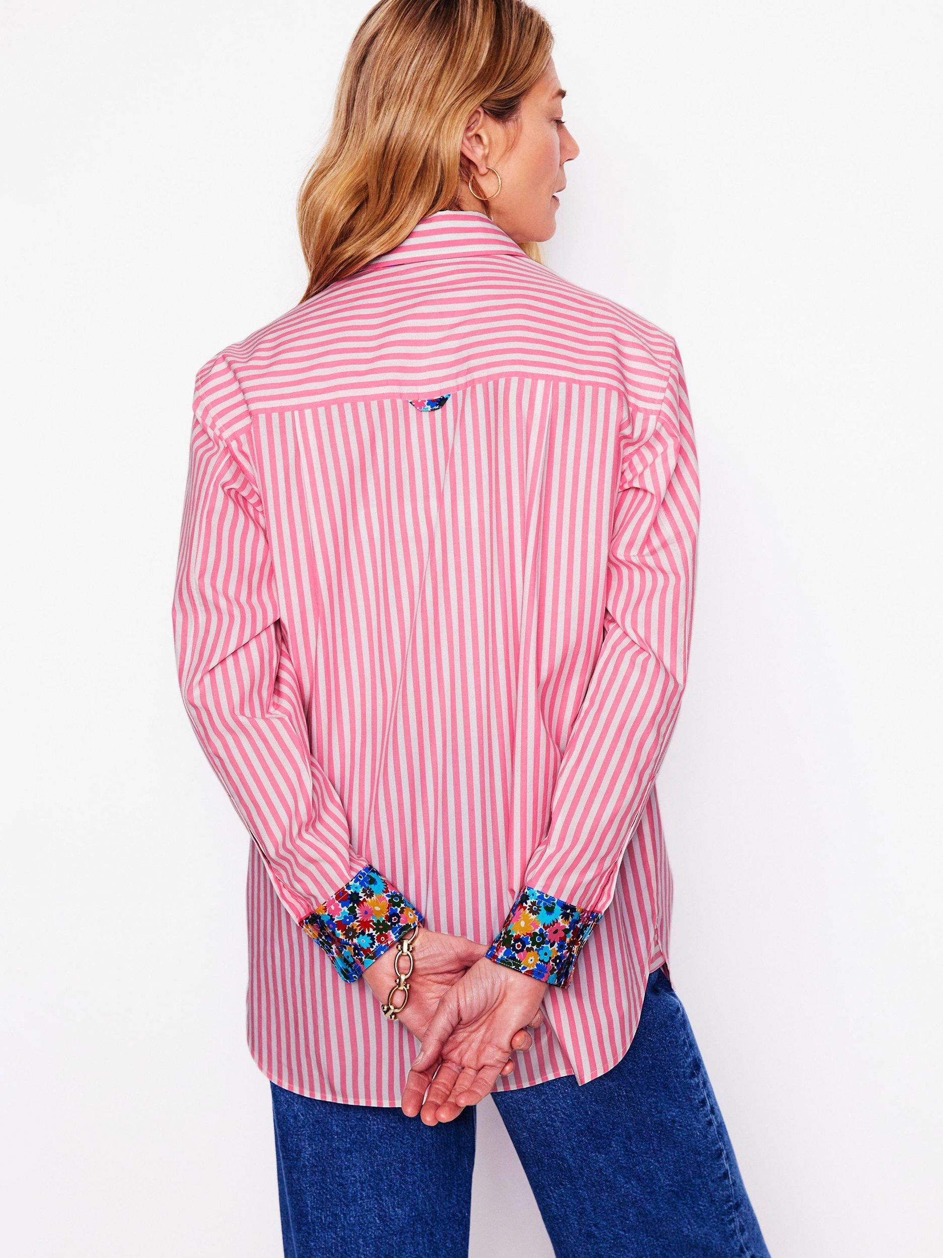 Product image 3 of 5, which shows Boden Sadie Cotton Stripe Relaxed Fit Shirt, Multi, 8