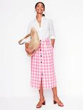 Boden Thomasina Linen Gingham Midi Skirt, Pink