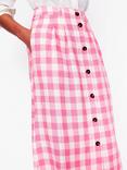 Boden Thomasina Linen Gingham Midi Skirt, Pink