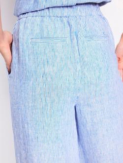 Boden Dulwich Linen Stripe Trousers, Blue/Multi - view 2, Blue/Multi