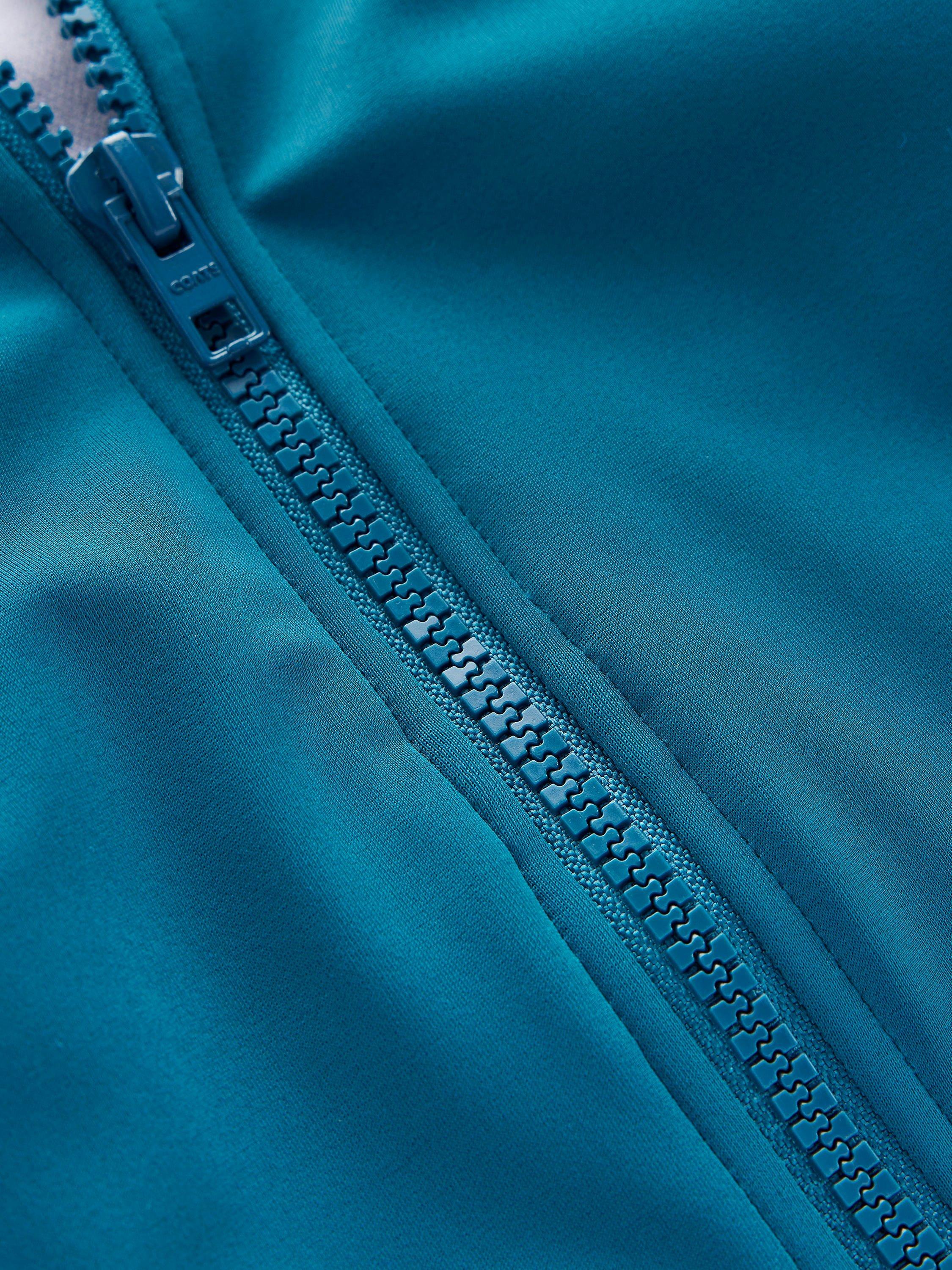 Product image 6 of 6, which shows Boden Sporty Raglan Sleeve Zip-Up Swimsuit, Oceanside Blue, 8