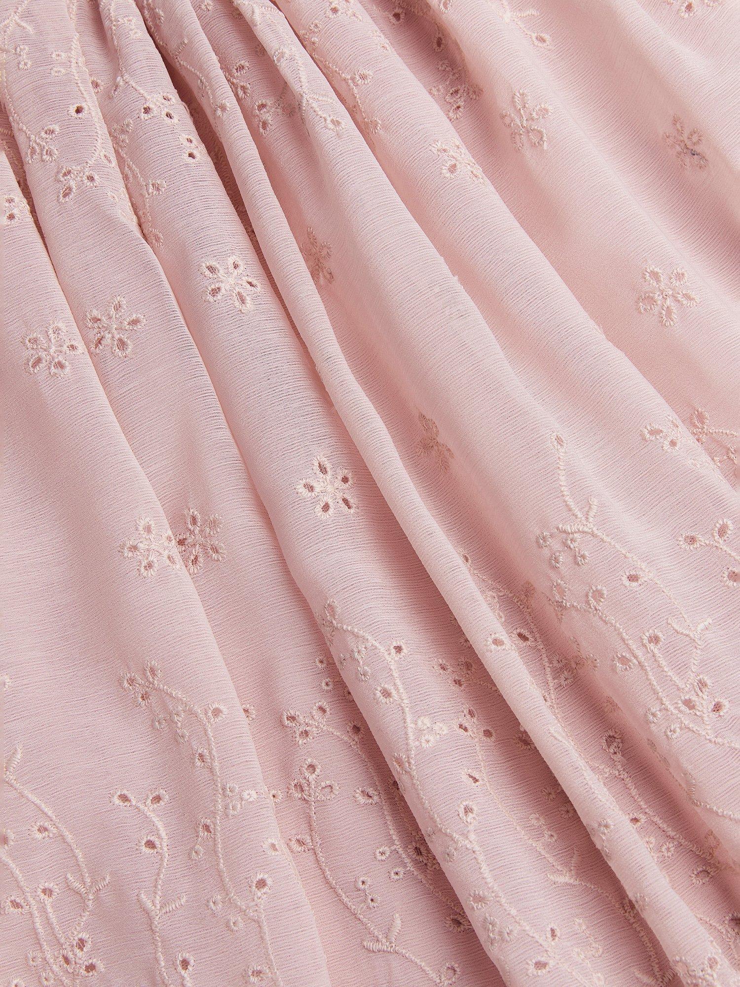 Product image 4 of 4, which shows Monsoon Kids' Clementine Strappy Broderie Dress, Pink, 3 years