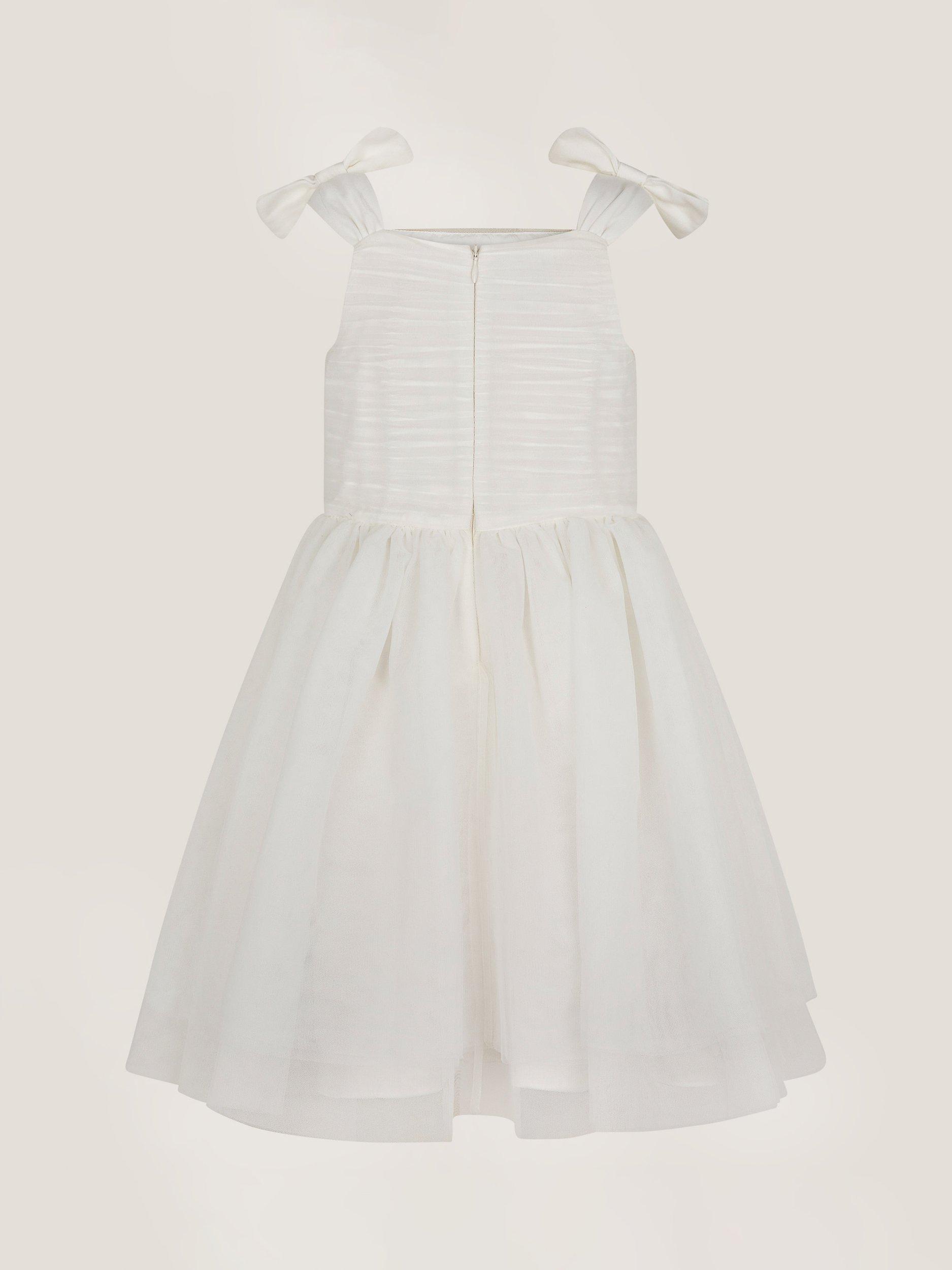 Product image 3 of 4, which shows Monsoon Kids' Olivia Pearl Ruched Tulle Dress, Ivory, 6 years