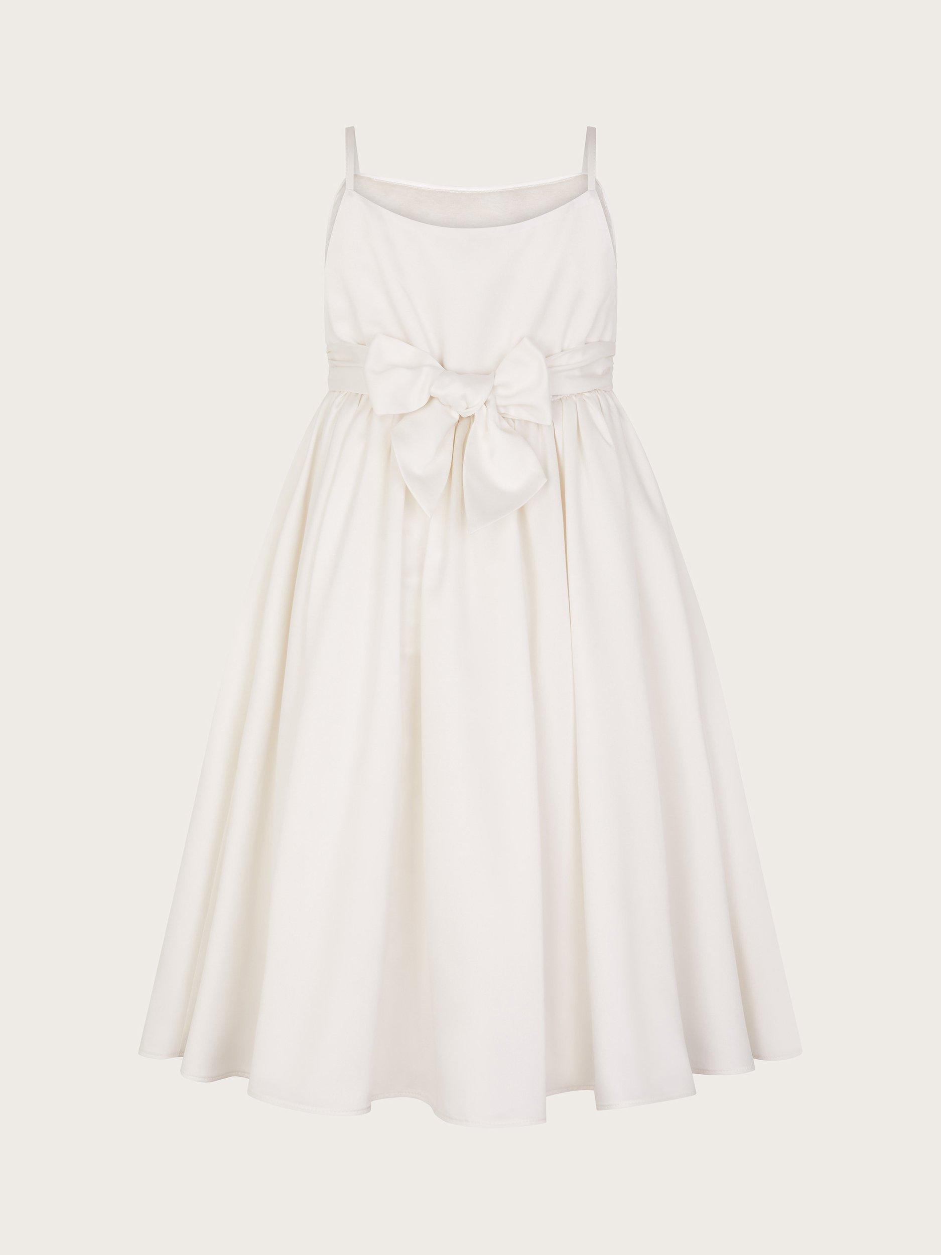 Product image 2 of 3, which shows Monsoon Kids' Orelia Strappy Sequin Satin Dress, Warm Ivory, 4 years