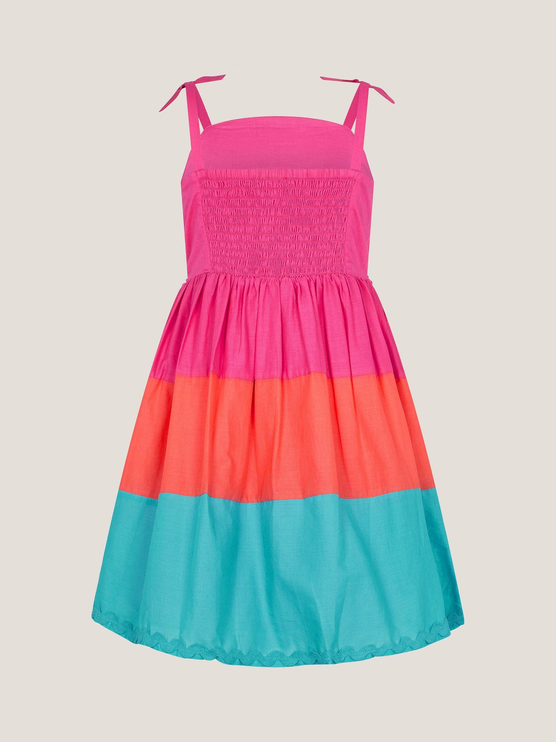 Product image 3 of 4, which shows Monsoon Kids' Sunset Embroidered Cotton Sundress, Multi, 11-12 years