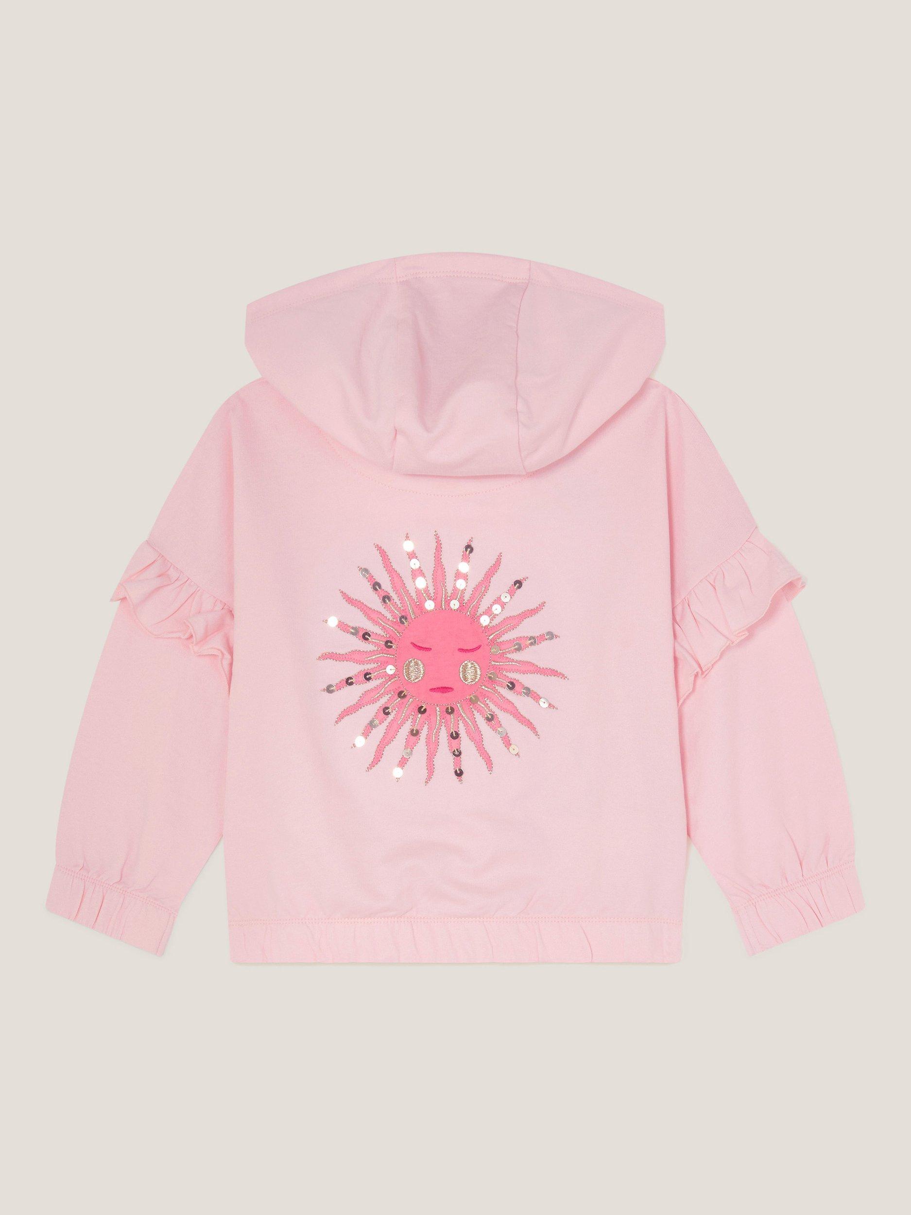 Product image 2 of 3, which shows Monsoon Kids' Sun Zip-Up Hoodie, Pink, 3-4 years