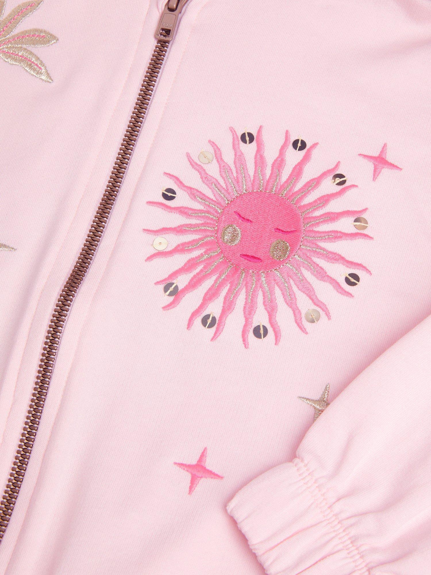 Product image 3 of 3, which shows Monsoon Kids' Sun Zip-Up Hoodie, Pink, 3-4 years
