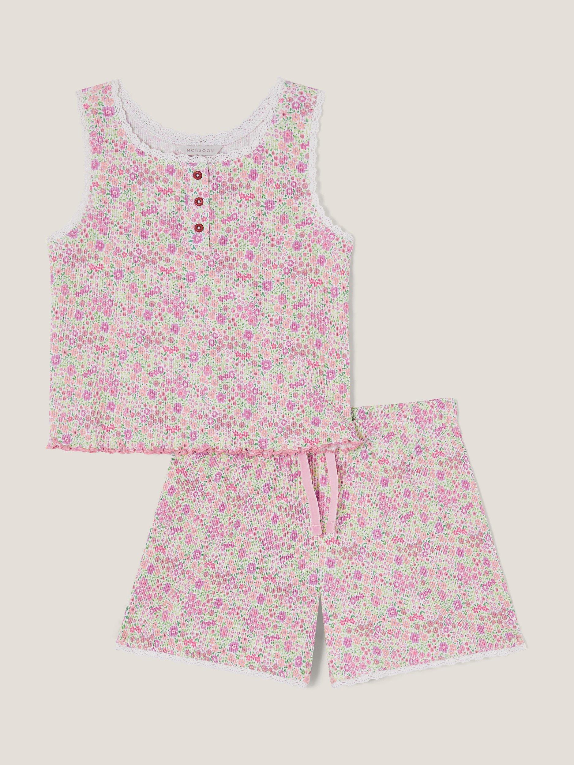 Product image 1 of 3, which shows Monsoon Kids' Short Pyjamas Set, Cream, 2-3 years