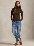 Polo Ralph Lauren Slim Fit Turtle Neck Jumper, Dark Brown