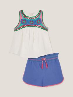 Monsoon Kids' Crochet Vest & Shorts Set, Multi, Multi