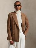 Polo Ralph Lauren Double Breasted Herringbone Wool Blend Blazer, Brown