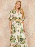 Yumi Floral Broderie Anglaise Midi Shirt Dress, Green