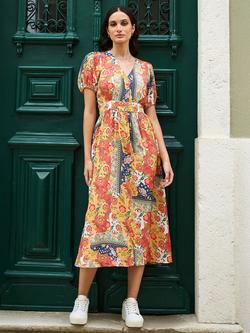 Yumi Floral Patchwork Shirt Dress, Multi, Multi