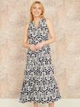 Yumi Retro Relaxed Midi Dress, Navy