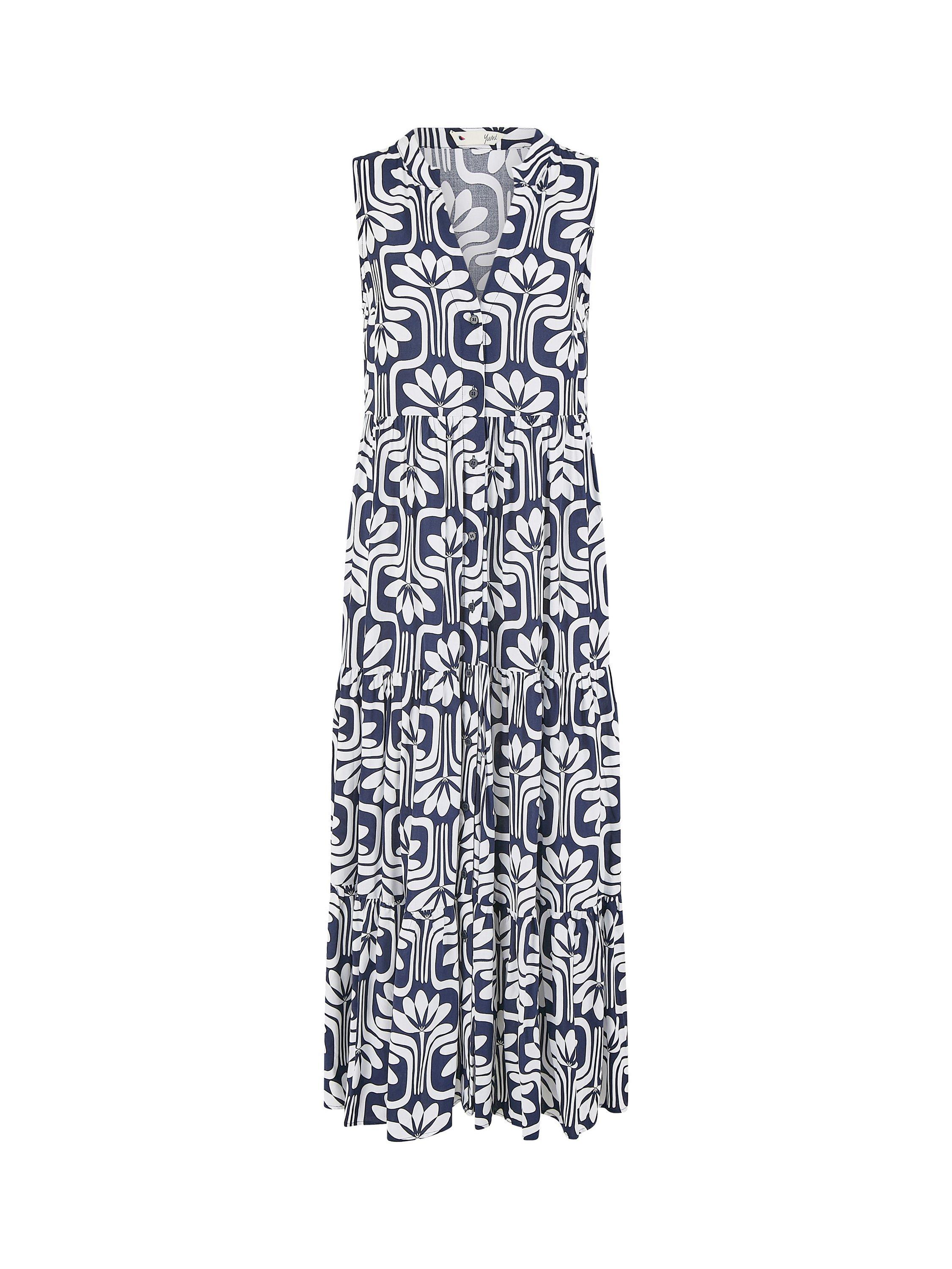 Product image 4 of 4, which shows Yumi Retro Relaxed Midi Dress, Navy, 8
