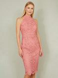 Yumi Lace Halterneck Dress, Pink