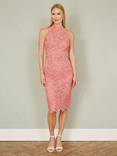 Yumi Lace Halterneck Dress, Pink
