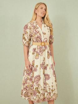 Yumi Paisley Broderie Angalise Shirt Dress, Pink, Pink