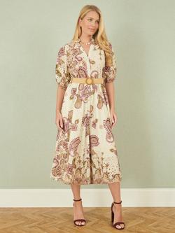 Yumi Paisley Broderie Angalise Shirt Dress, Pink - view 2, Pink