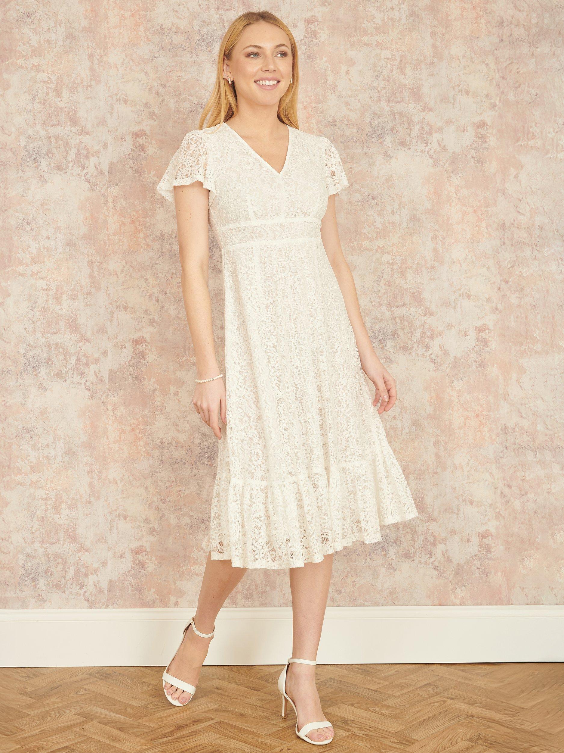 Product image 2 of 6, which shows Yumi Lace Midi Skater Dress, White, 8