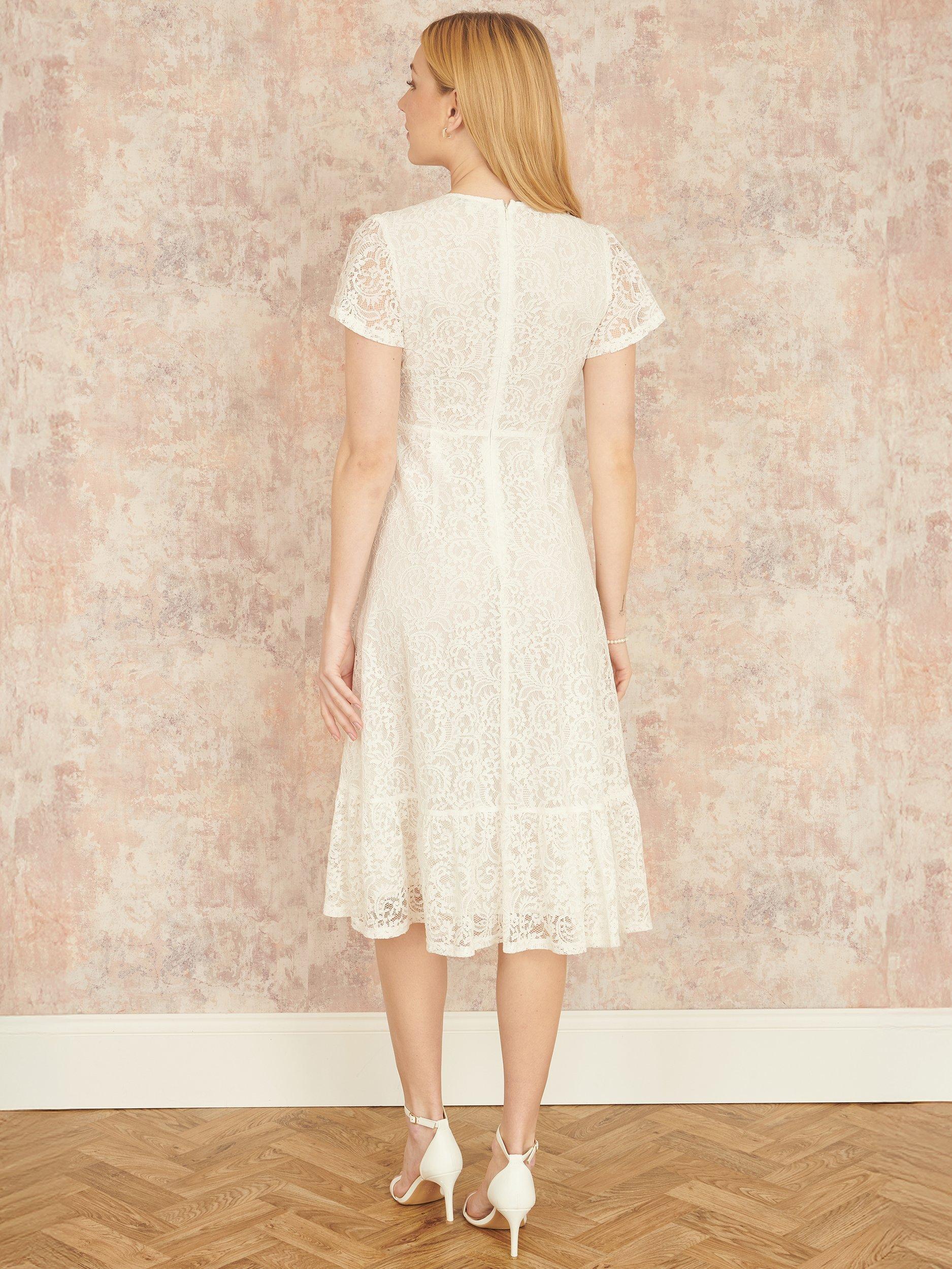 Product image 5 of 6, which shows Yumi Lace Midi Skater Dress, White, 8