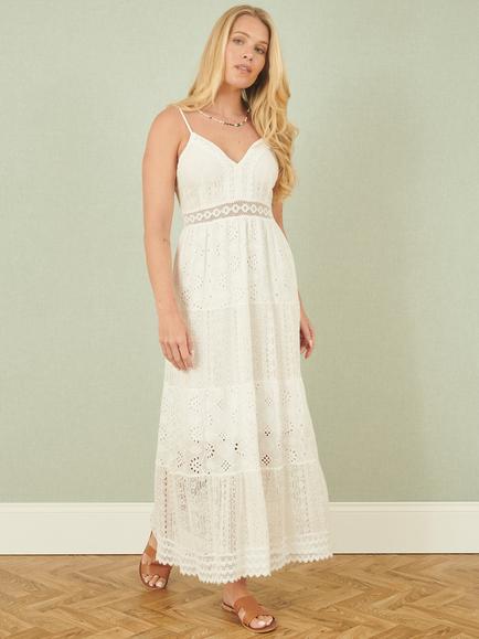 Yumi Strappy Tiered Maxi Dress, White - view 2, White