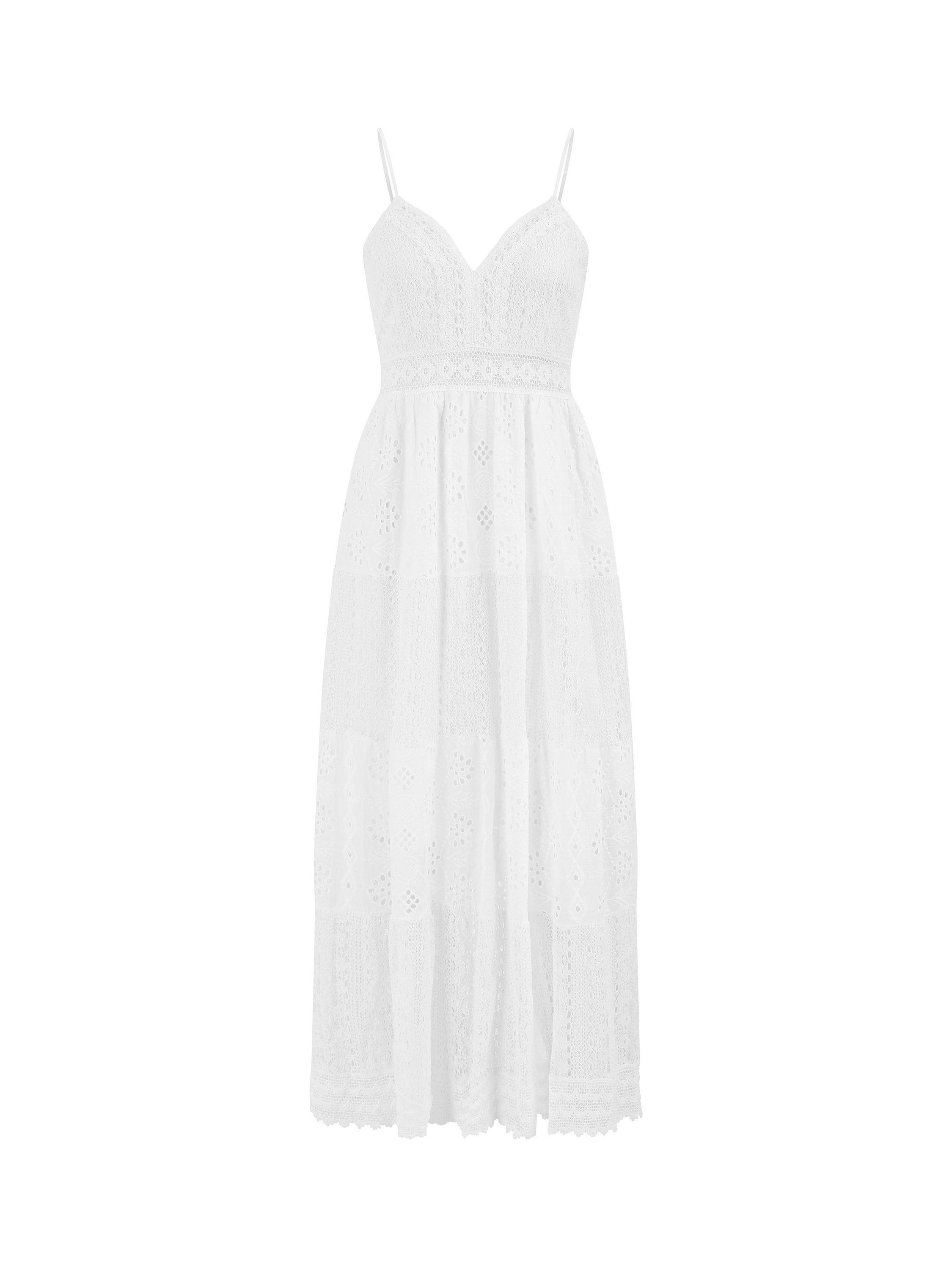 Product image 5 of 5, which shows Yumi Strappy Tiered Maxi Dress, White, S