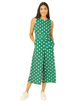 Yumi Polka Dot Culotte Jumpsuit, Green, Green