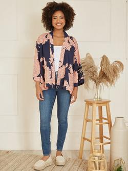 Yumi Blossom Kimono, Navy - view 2, Navy