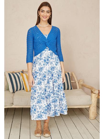 Yumi Crochet Twist Bolero Top - view 2, Blue