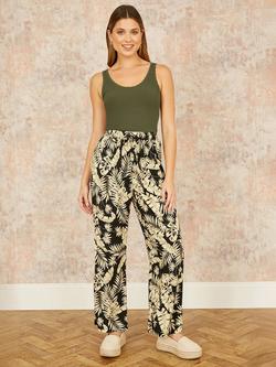 Yumi Scallop Trim Knit Vest Top - view 2, Khaki Green