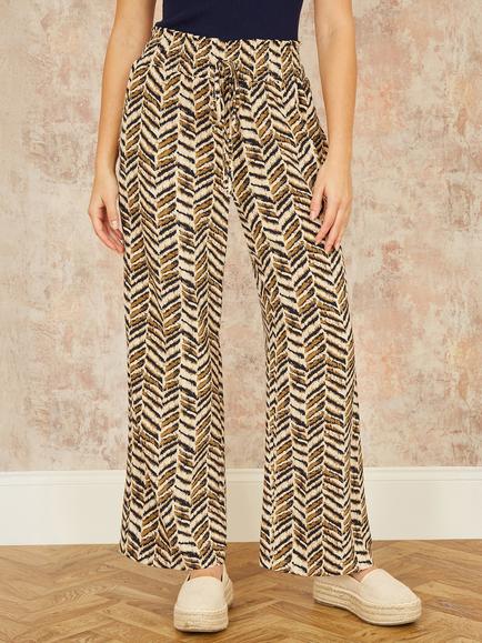 Yumi Animal Print relaxed Fit Trousers, Brown - view 2, Brown