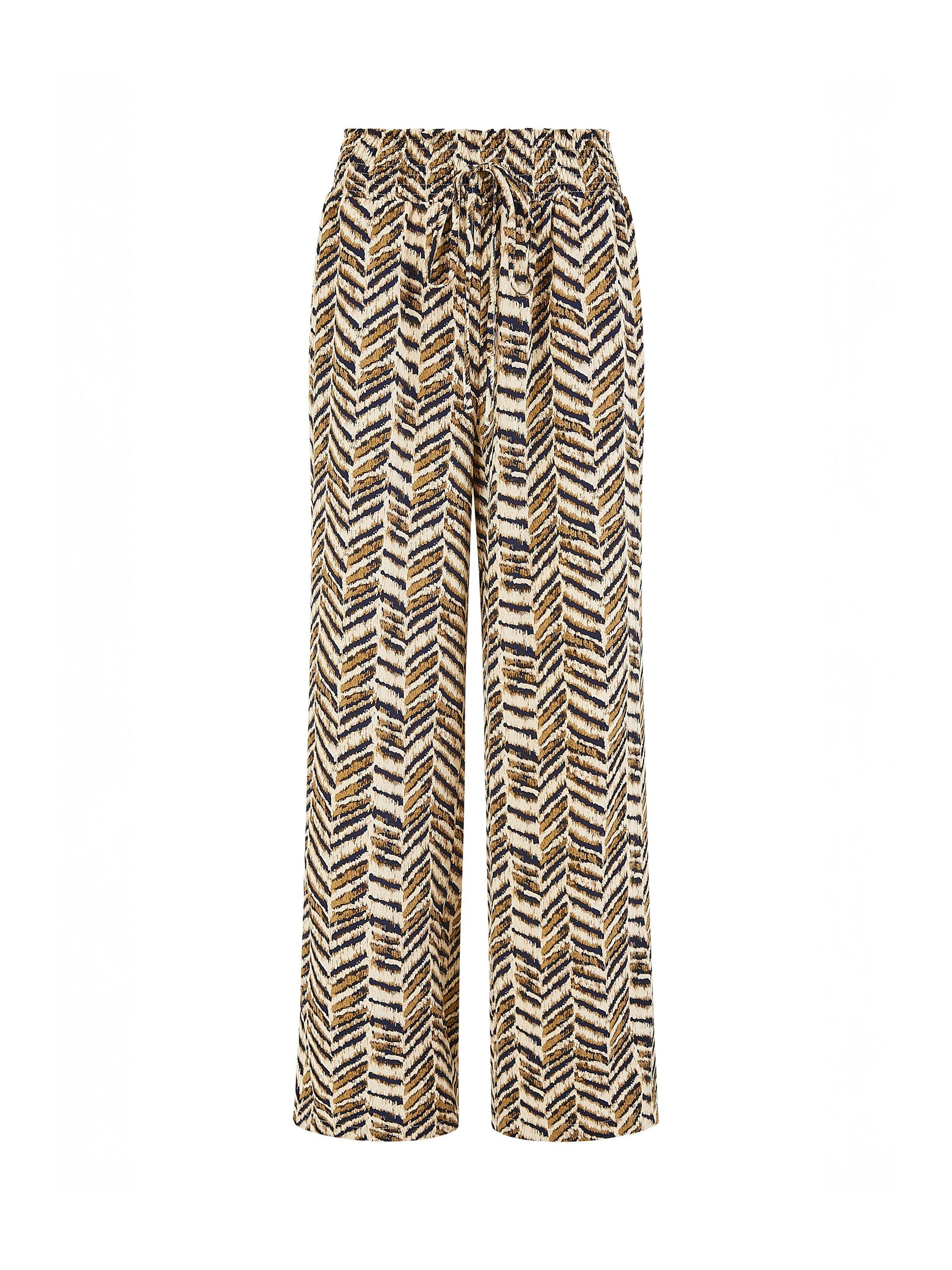 Product image 4 of 4, which shows Yumi Animal Print relaxed Fit Trousers, Brown, 8