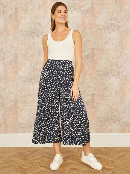 Yumi Dash Print Culottes, Navy, Navy