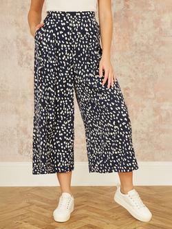 Yumi Dash Print Culottes, Navy - view 2, Navy