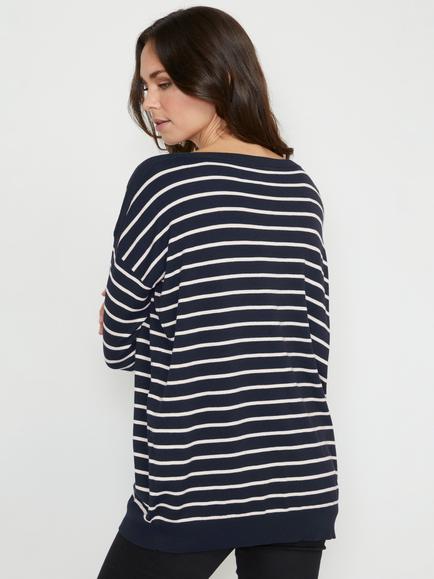 KAFFE Mala Stripe Jumper, Midnight Marine - view 2, Midnight Marine