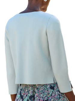 Pure Collection Open Neck Cardigan, Duck Egg Blue - view 2, Duck Egg Blue