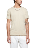 SISLEY Cotton Regular Fit Raw Cut T-Shirt, Beige