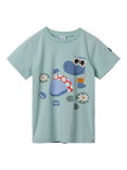Polarn O. Pyret Kids' Organic Cotton Hippo Print T-Shirt, Blue