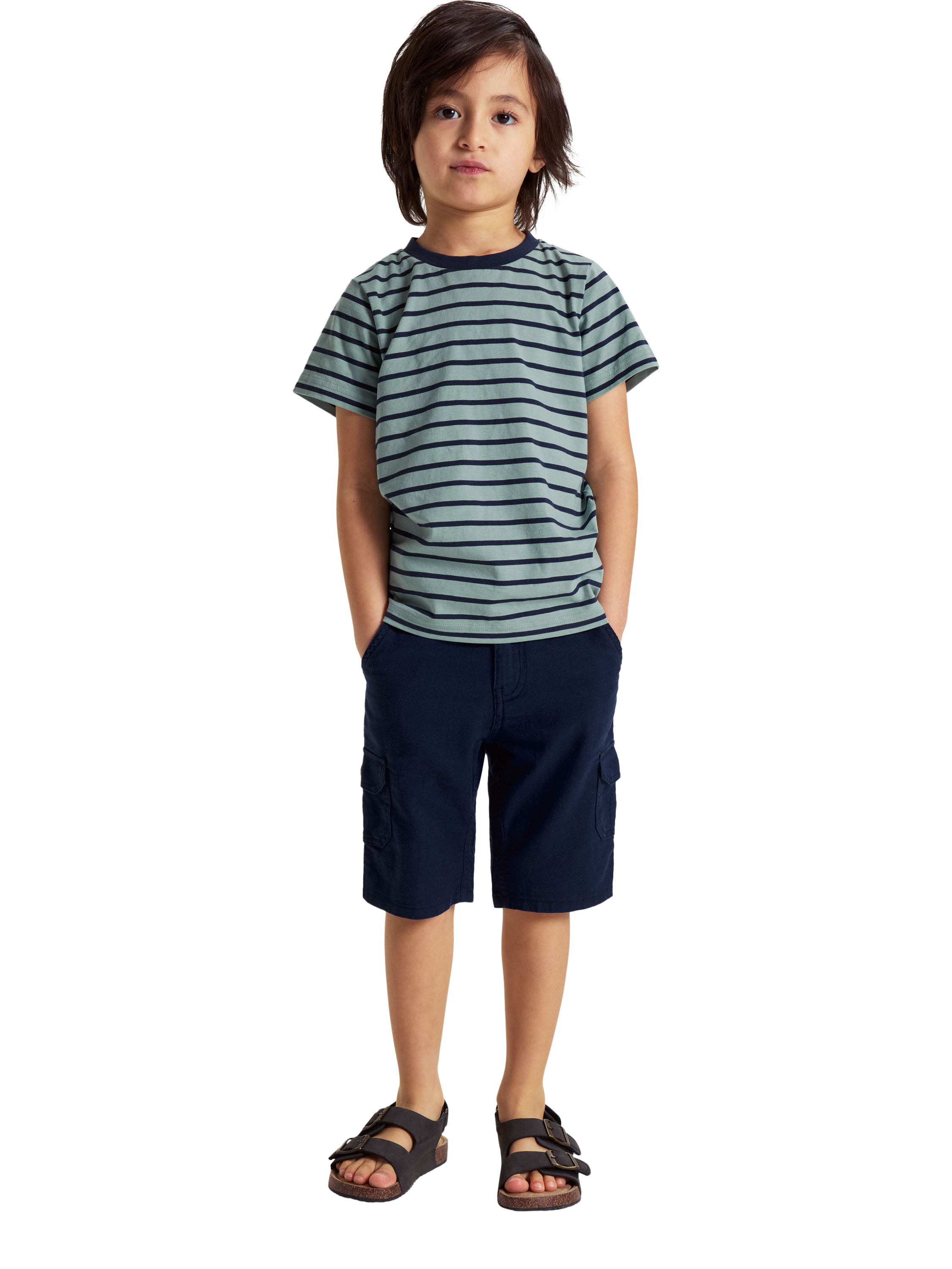 Polarn O. Pyret Kids' Organic Cotton Stripe T-Shirt, Blue
